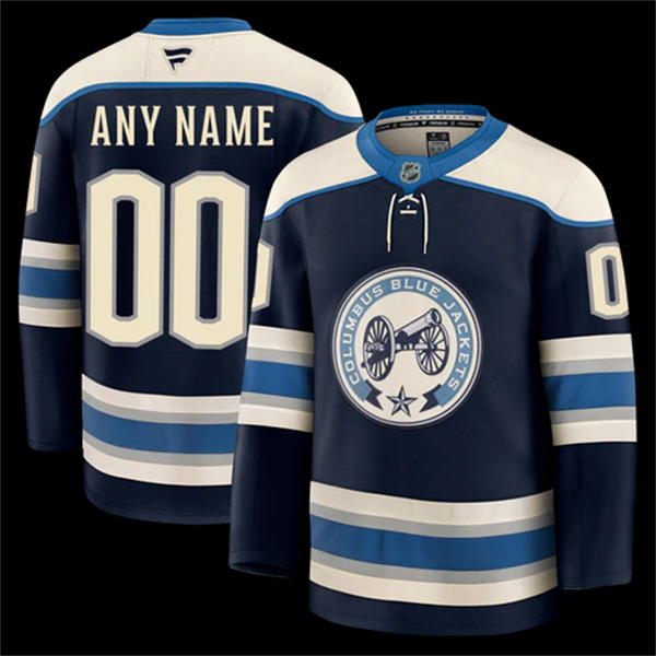 Men's Youth Columbus Blue Jackets Custom Fanatics Navy Alternate Premium Jersey