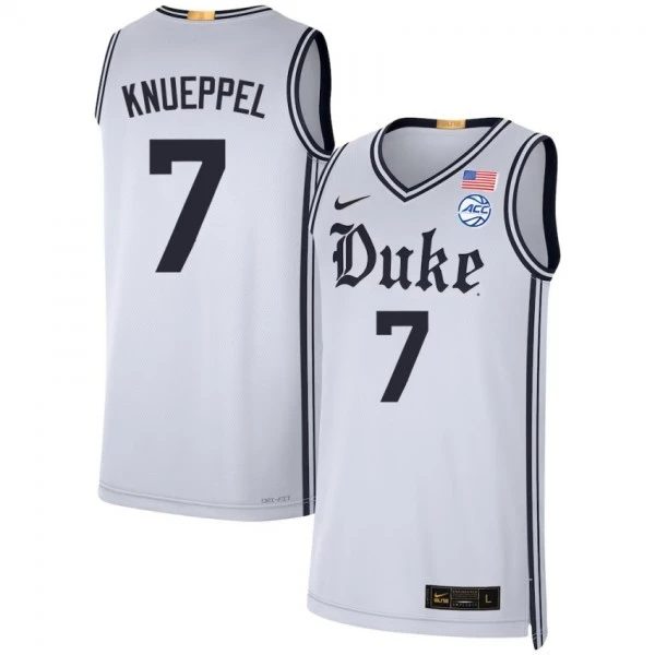 Mens Youth Duke Blue Devils #7 Kon Knueppel White Brotherhood uniform Jersey