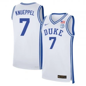 Mens Youth Duke Blue Devils #7 Kon Knueppel White College Basketball Game Jersey