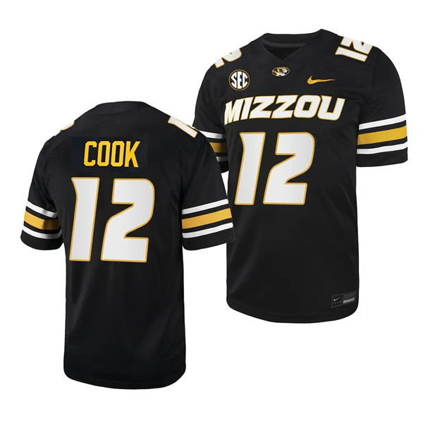 Mens Youth Missouri Tigers #12 Brady Cook Nike Black College Football Game Jersey