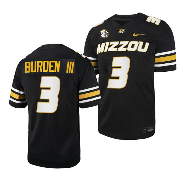 Mens Youth Missouri Tigers #3 Luther Burden III Nike Black College Football Game Jersey