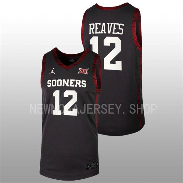Mens Youth Oklahoma Sooners #12 Austin Reaves 2022-23 College Basketball Game Jersey Black