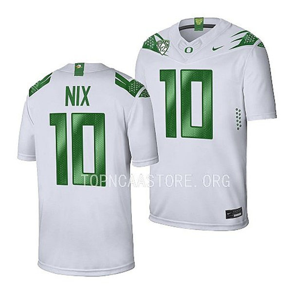 Mens Youth Oregon Ducks #10 Bo Nix Nike 2021 White College Football Game Jersey