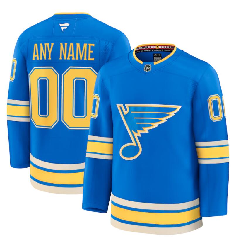 Mens Youth St. Louis Blues Custom Fanatics Light Blue Alternate Jersey