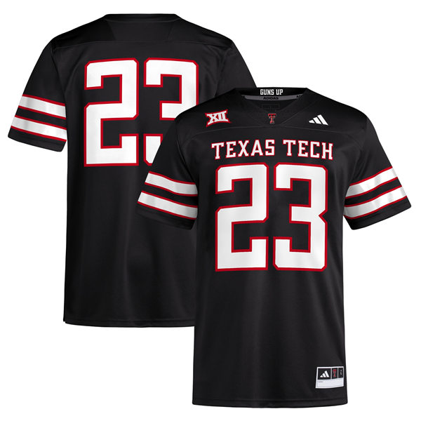 Mens Youth Texas Tech Red Raiders Custom Adidas 2024 Black College Football Game Jersey