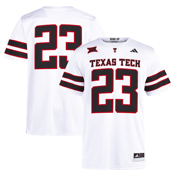 Mens Youth Texas Tech Red Raiders Custom Adidas 2024 White College Football Game Jersey