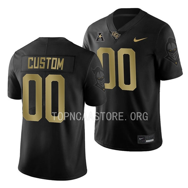 Men's Youth UCF Knights Custom Nike Black Gold Alternate 2022 College Football Game Jersey