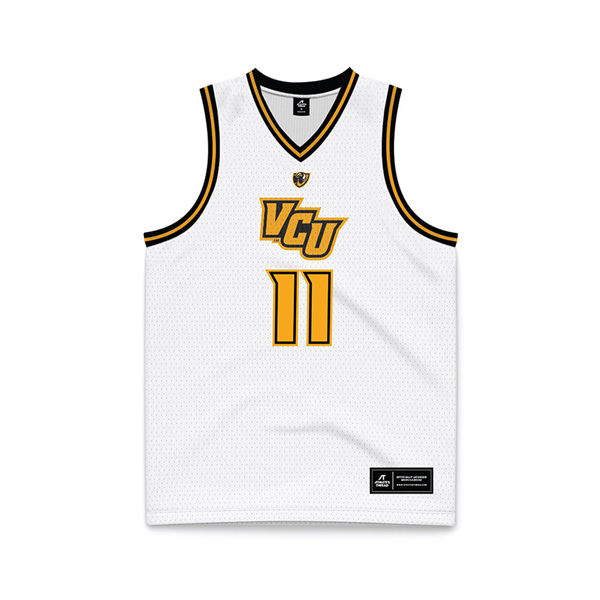 Mens Youth VCU Rams Custom 2025 White VCU College Basketball Game Jersey