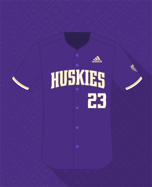 Mens Youth Washington Huskies Custom Adidas 2022 Purple College Baseball Jersey