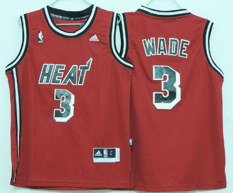 Kid's Miami Heat #3 Dwyane Wade ABA Hardwood Classics Swingman Red  Jersey