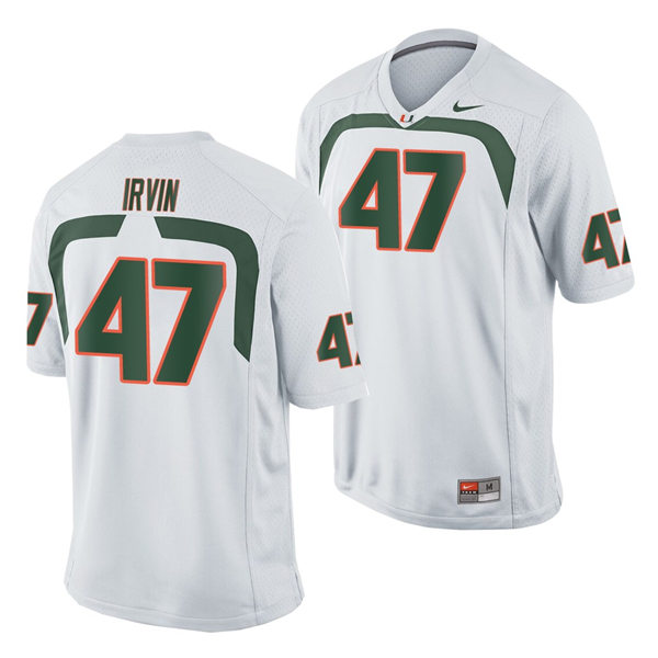 Mens Miami Hurricanes #47 Michael Irvin Nike White College Throwback Football Jersey