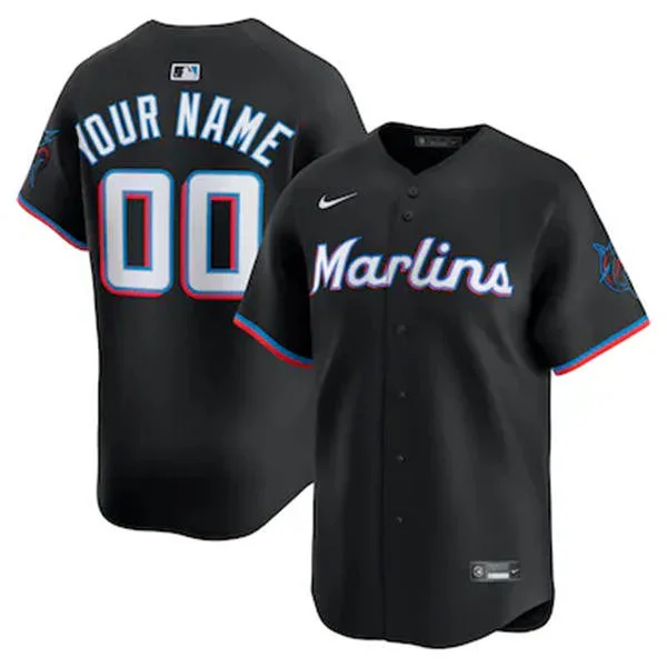 Men's Youth Miami Marlins Custom Nike 2024 Black Alternate Limited Jersey