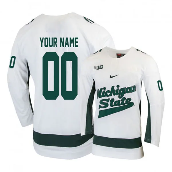 Michigan State Spartans Custom Nike White Stitched College Hockey Jersey