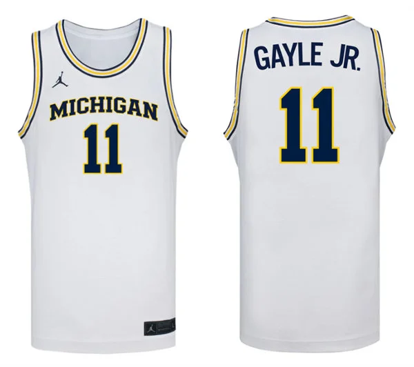 Mens Youth Michigan Wolverines #11 Roddy Gayle Jr.  White College Basketball Game Jersey
