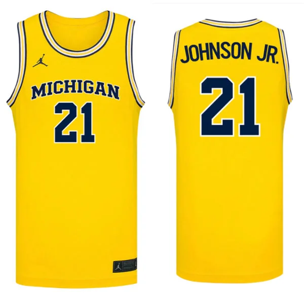 Michigan Wolverines #21 Morez Johnson Jr. Maize College Basketball Game Jersey