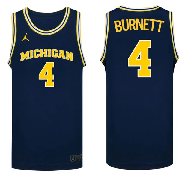 Mens Youth Michigan Wolverines #4 Nimari Burnett Navy College Basketball Game Jersey