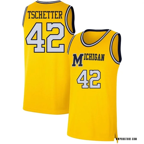 Mens Youth Michigan Wolverines #42 Will Tschetter Maize Retro Limited College Basketball Game Jersey
