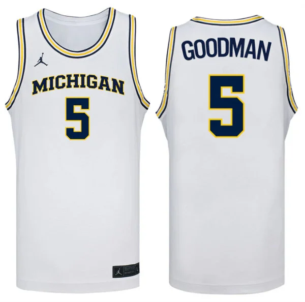 Michigan Wolverines #5 Oscar Goodman White College Basketball Game Jersey