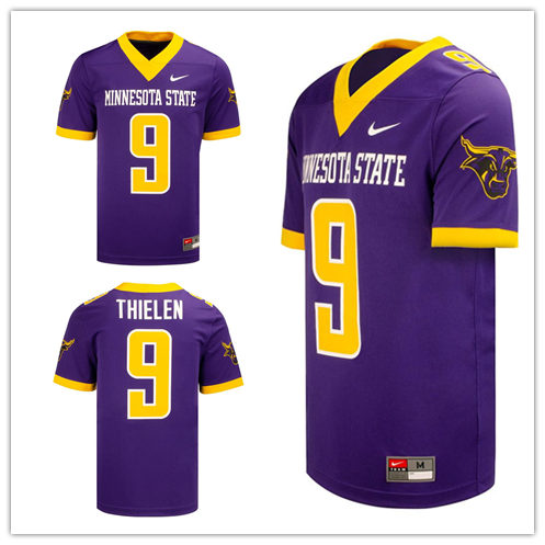 Mens Minnesota State Mavericks #9 Adam Thielen Nike Purple College Football Jersey