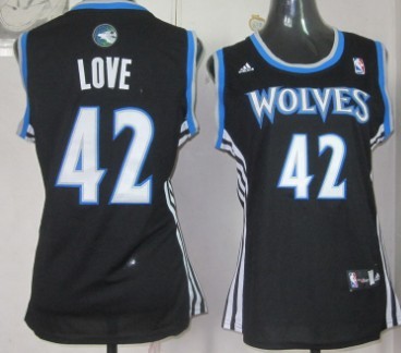 Minnesota Timberwolves #42 Kevin Love  Revolution 30 Swingman Black Womens Jersey