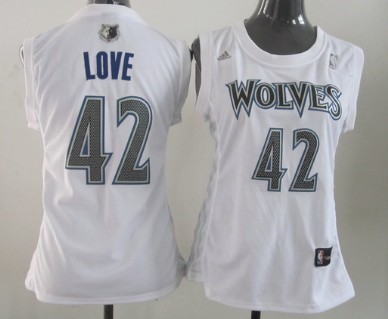 Minnesota Timberwolves #42 Kevin Love Revolution 30 Swingman White Womens Jersey