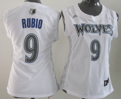 Minnesota Timberwolves #9 Ricky Rubio Revolution 30 Swingman White Womens Jersey