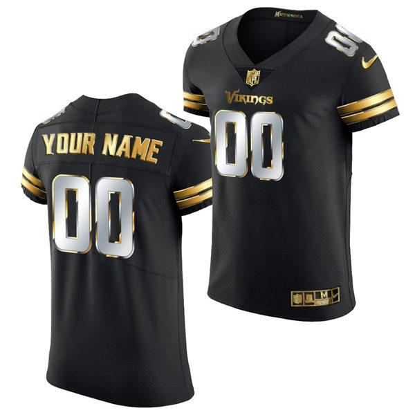 Men's Minnesota Vikings Custom Black Nike NFL Vapor Elite Golden Edition Jersey