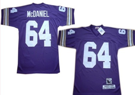 Mens Minnesota Vikings #64 Randall Mcdaniel Purple Throwback Jersey