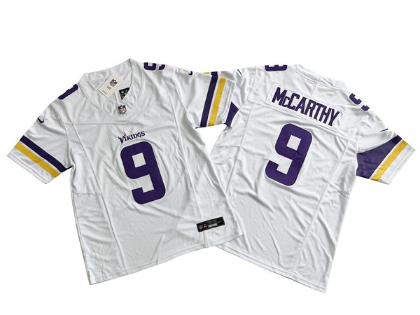 Men's Minnesota Vikings #9 J.J. McCarthy Nike White Vapor Untouchable Limited Palyer Jersey