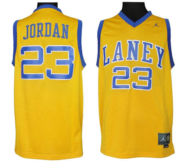 Mens Emsley A. Laney High School #23 Michael Jordan 1980 Classic Stitched Yellow Basketball jersey