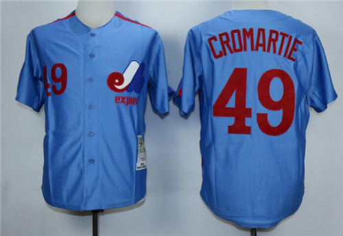 Men's Montreal Expos #49 Warren Cromartie Blue Throwback Jersey