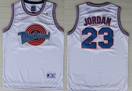 Men's NBA Space Jam #23 Michael Jordan White Swingman Throwback Jersey