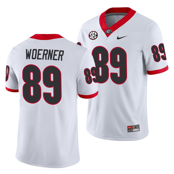 Men's Georgia Bulldogs #89 Charlie Woerner White Stitched Nike NCAA College Football Jersey