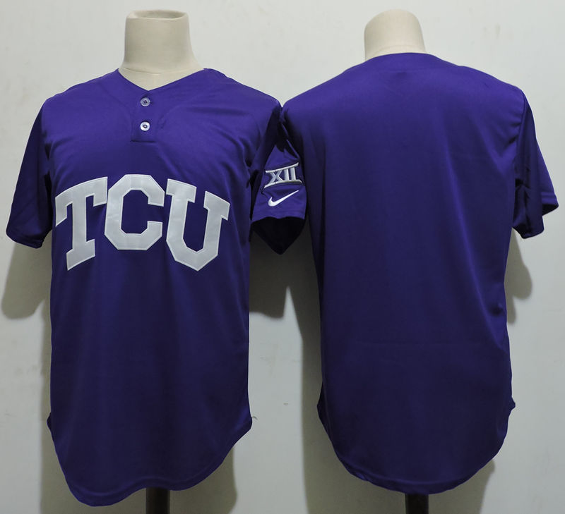 Men's Custom NCAA TCU Horned Frogs Purple College Baseball Personalized Jersey