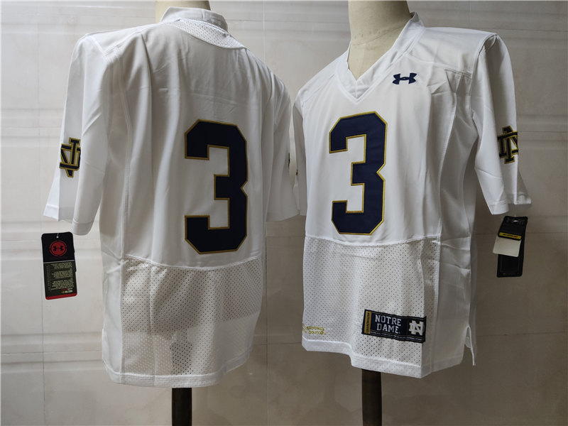 Mens Notre Dame Fighting Irish #3 Joe Montana Under Armour White Without Name College Football Jersey