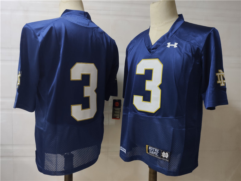 Mens Notre Dame Fighting Irish #3 Joe Montana Under Armour Navy Without Name College Football Jersey