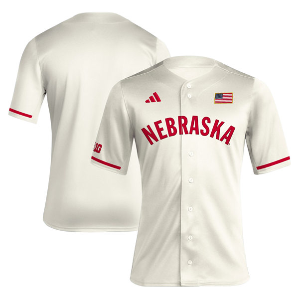Mens Youth Nebraska Huskers Custom 2020 Cream Adidas College Baseball Jersey