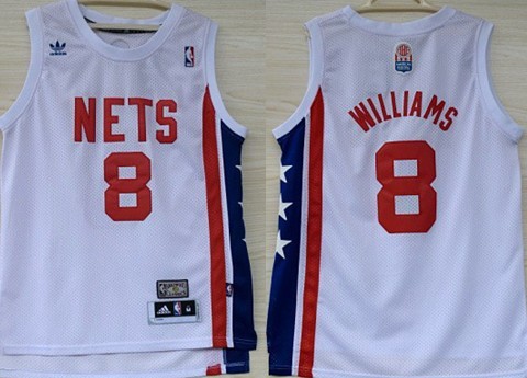 Men's New Jersey Nets #8 Deron Williams ABA Hardwood Classic White Swingman Jersey