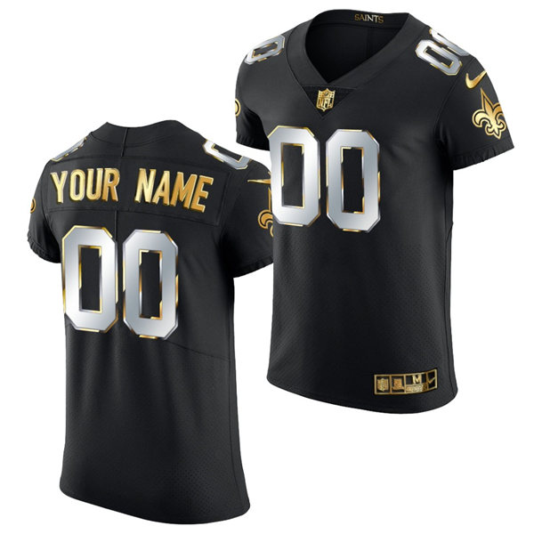 Mens Nike New Orleans Saints Customized Black Elite Golden Edition Jersey