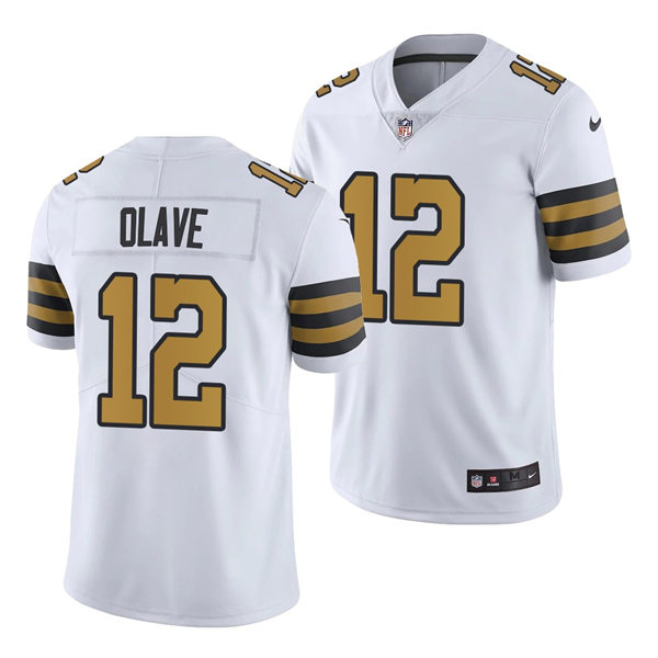 Men's New Orleans Saints 12 Chris Olave Nike White Color Rush Legend