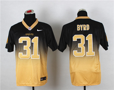 Men's New Orleans Saints #31 Jairus Byrd 2013 Nik Drift Fashion II Black Yellow Elite Jersey