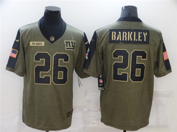 Mens New York Giants #26 Saquon Barkley Nike Olive 2021 Salute to Service Limited Jersey