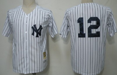 Men's New York Yankees #12 Wade Boggs White Throwback Jersey