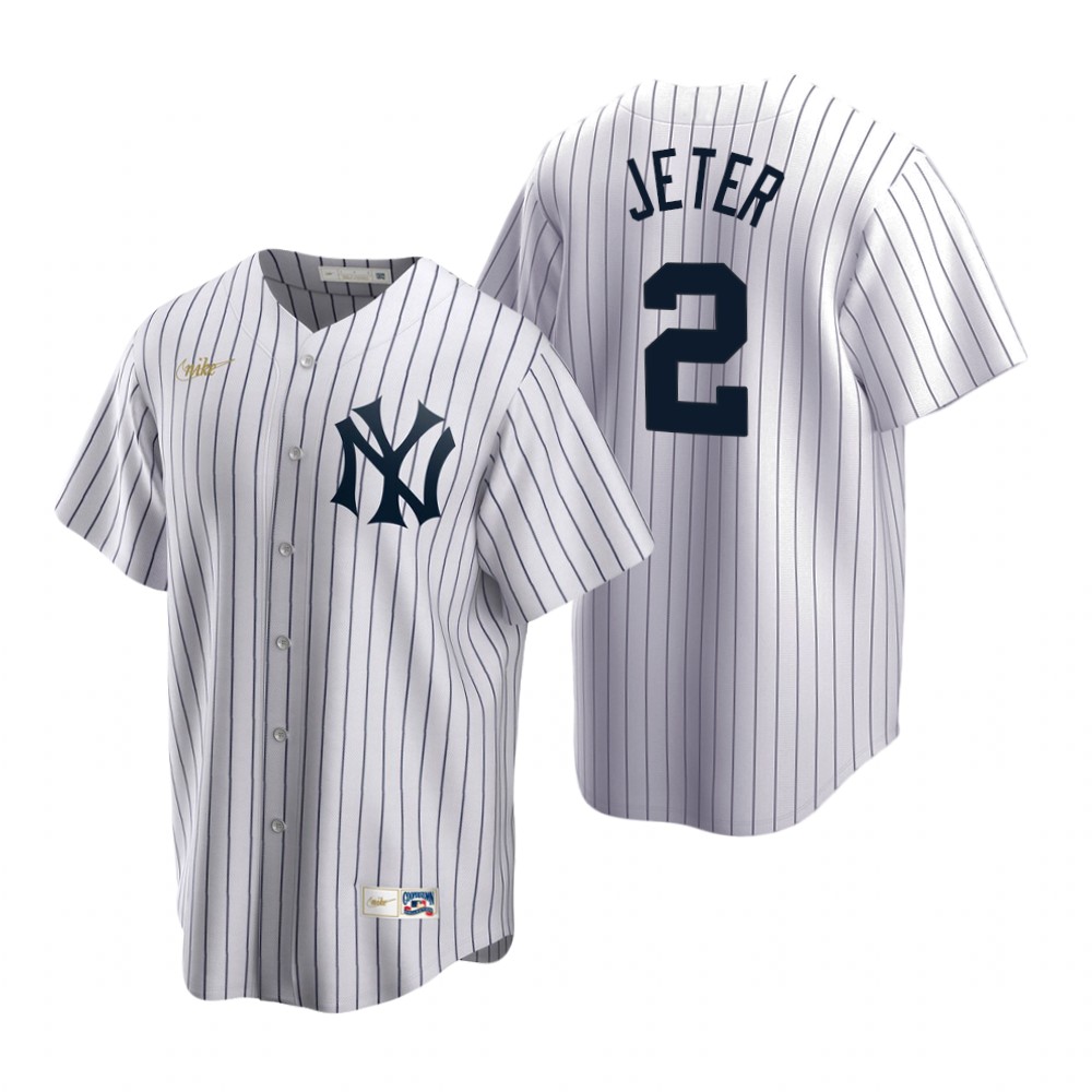 Toddlers New York Yankees #2 Derek Jeter Nike White Home with Name Cool Base Player Jersey