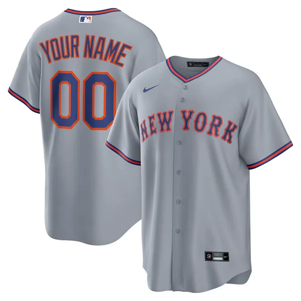 Mens Youth Mens New York Mets Custom Nike 2025 Gray Road Limited Player Jersey