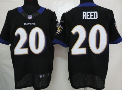 Mens Baltimore Ravens #20 Ed Reed Black Nik Elite Jersey