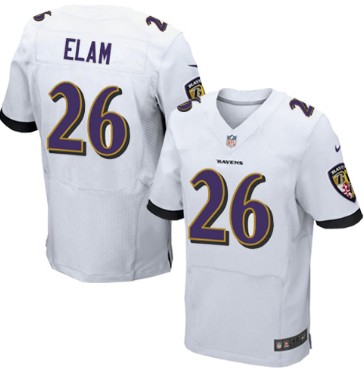Men's Baltimore Ravens #26 Matt Elam White Nik Elite Jersey