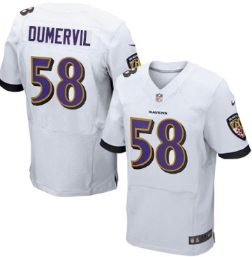 Men's Baltimore Ravens #58 Elvis Dumervil White Nik Elite Jersey
