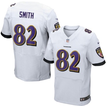 Men's Baltimore Ravens #82 Torrey Smith White Nik Elite Jersey