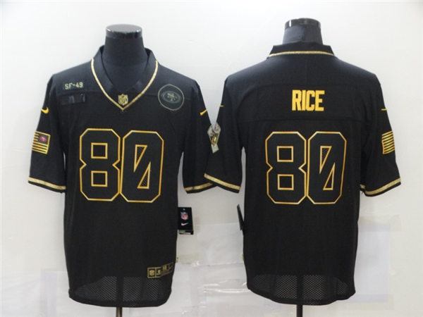 Men's San Francisco 49ers Retired Player #80 Jerry Rice Nike Black 2020 Salute To Service Limited Jersey